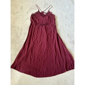 Treasure‎ & Bond Women's S Lace Trim MIDI Dress Casual Sleeveless Maroon